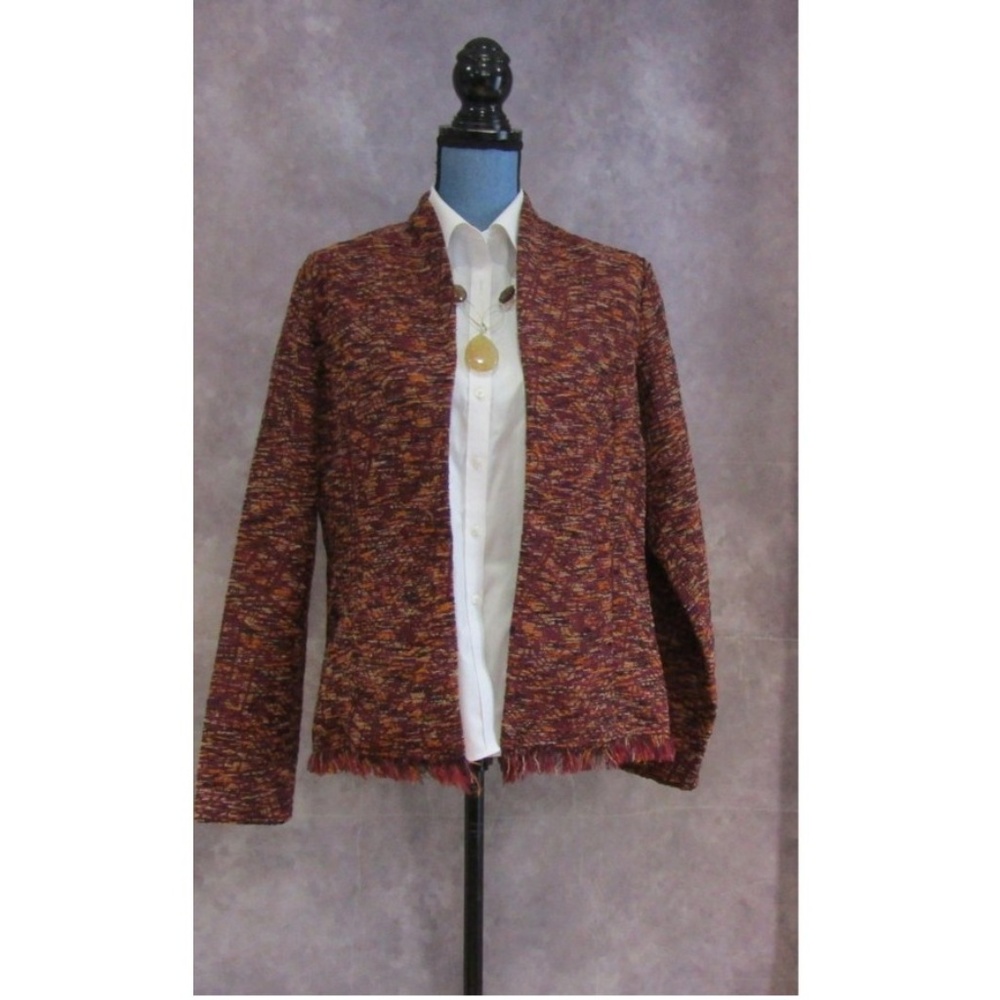 Coldwater Creek Open Front Fringe Blazer Size M